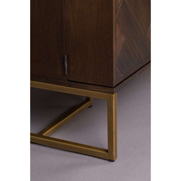 Brass metallic leg detail on the Dutchbone Class Dark Wood Drinks Cabinet from Accessories for the Home Brass metallic leg detail on the Dutchbone Class Dark Wood Drinks Cabinet from Accessories for the Home