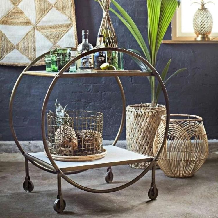 Madam Stoltz Brass Art Deco Drinks Trolley