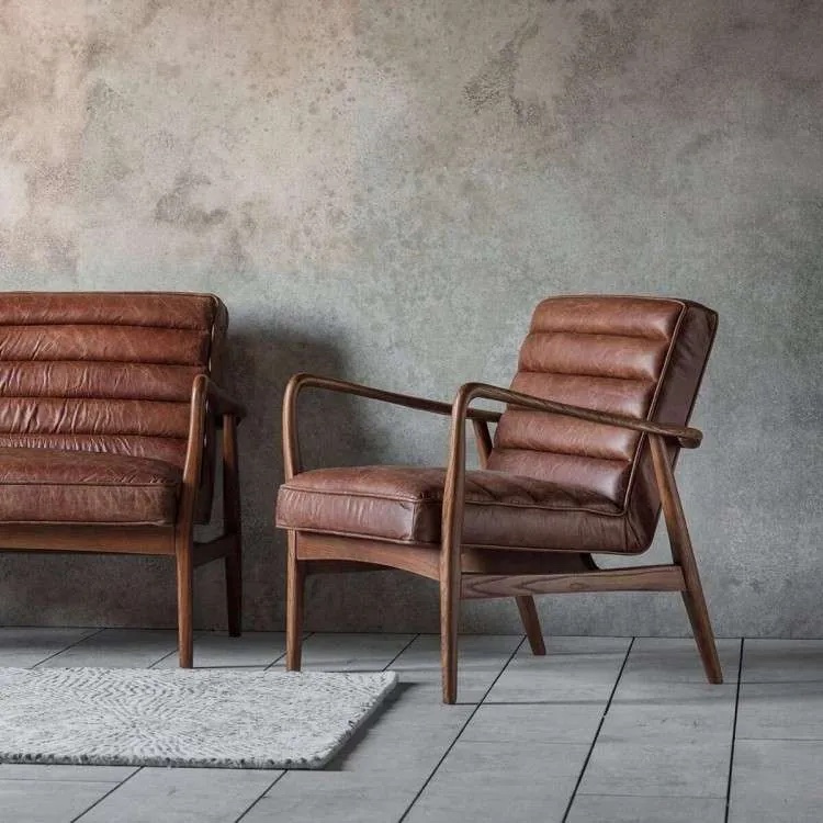 brown leather armchair