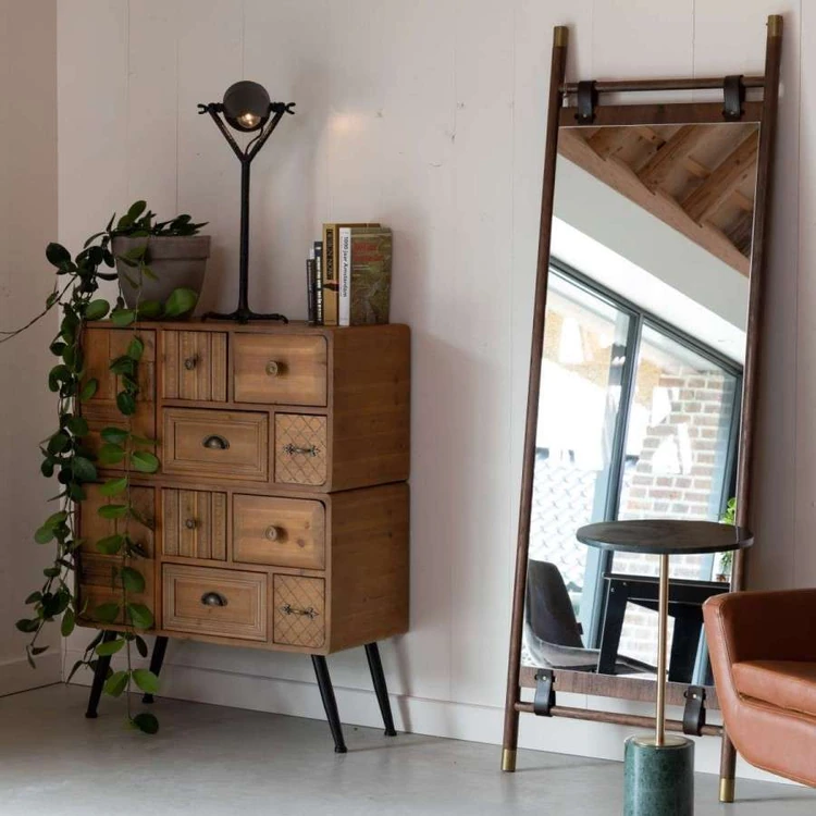 Dark wood cabinet and mirror