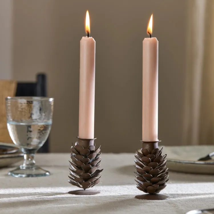 pine cone candlesticks