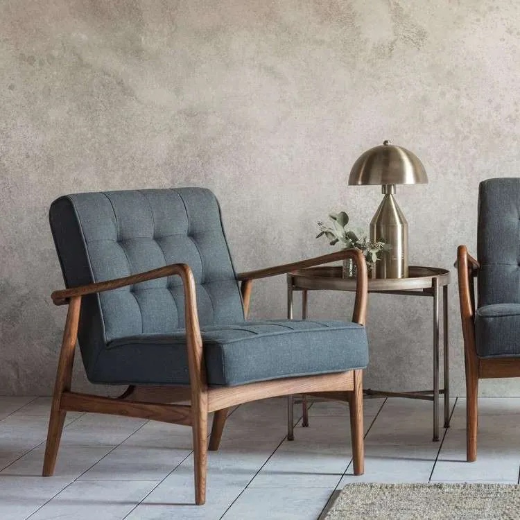 grey linen armchair