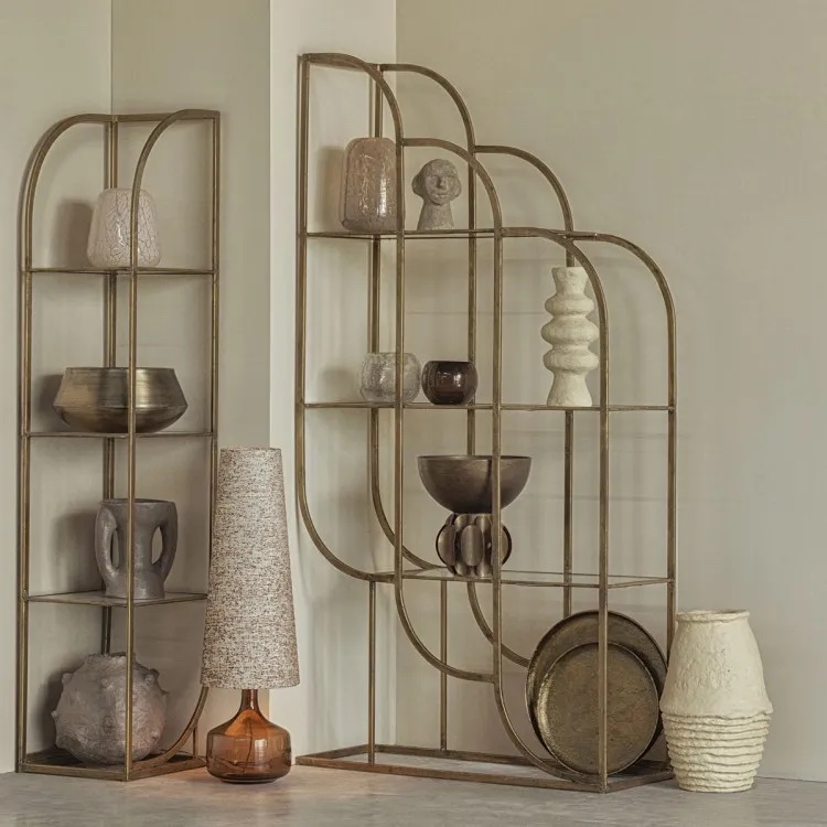 art deco brass shelves