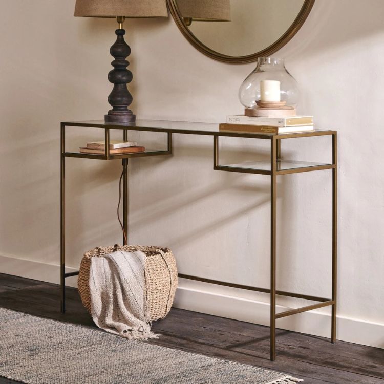 Nakuru Brass and Glass Console Table