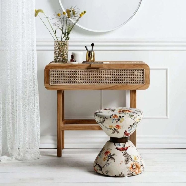 Nordal Natural Rattan & Teak Wood Console