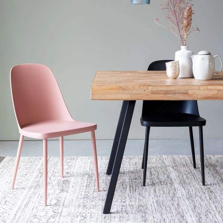 Pink and black dining chairs